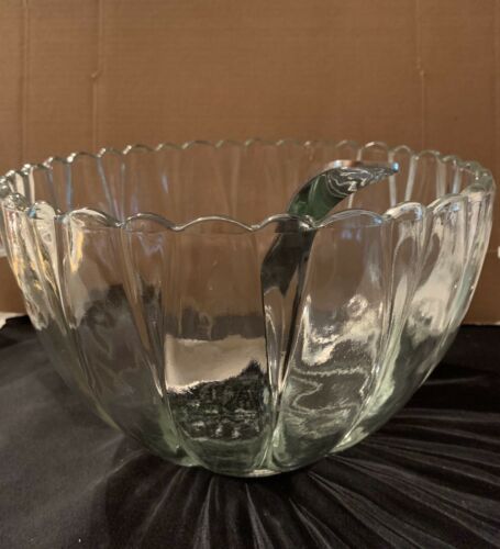 Scalloped Glass Punchbowl With Ladle